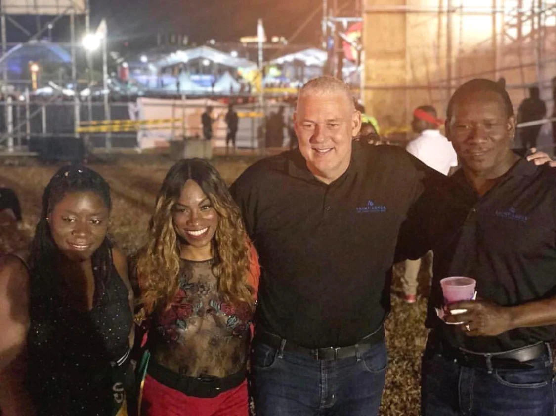 DysChick, SocaSaySo, St. Lucia’s Prime Minister Allen Chastanet, and Minister of Social Justice Leonard Montoute