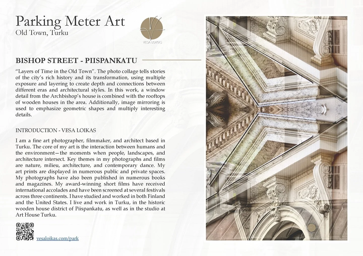The opening of the Parking Meter Art exhibition
Sunday, October 20, 2024, at Taiteen Talo @taiteentalo , Turku from 1 PM to 4 PM (Factory Building, 5th floor, IKU Studios @ihminenkuvassa ). WELCOME! #parkkimittaritaide