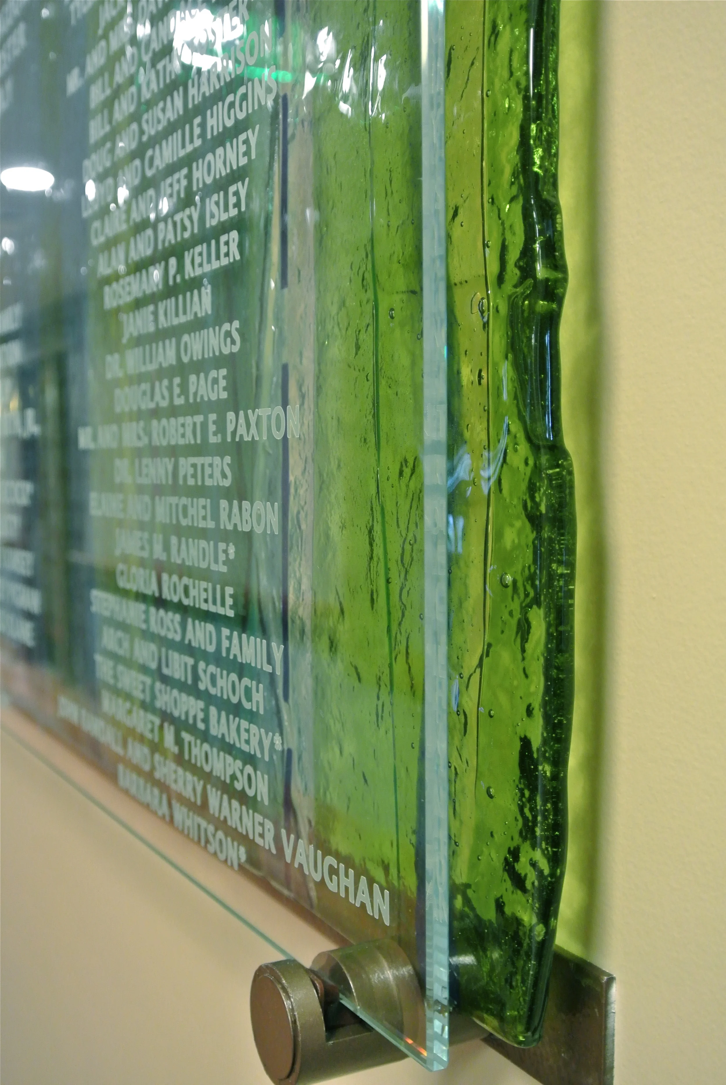 Hospice of the Piedmont (detail) - Donor Recognition Panel - Fused Glass.