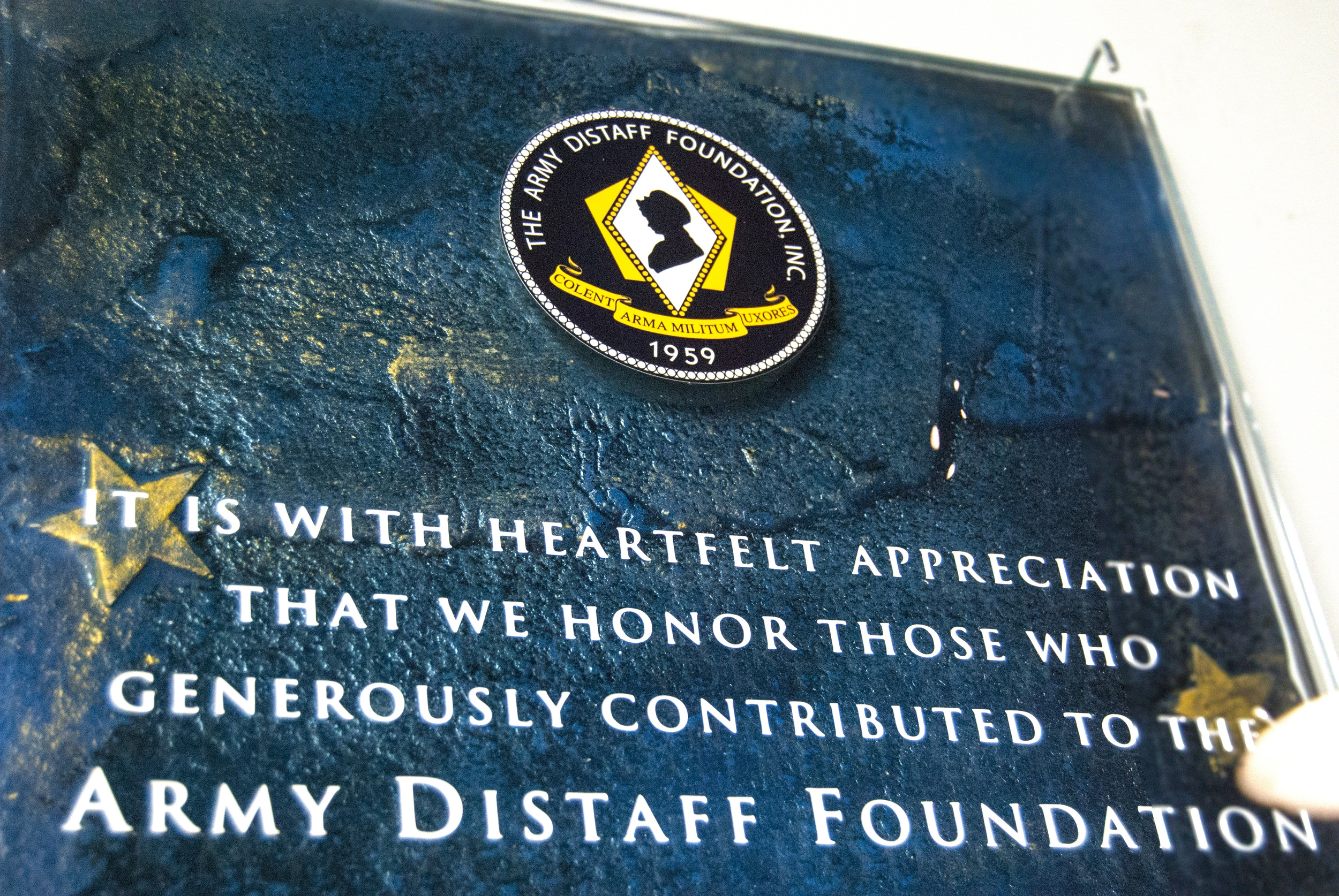 Army Distaff Foundation - Donor Recognition Wall - Fused and Hand-Painted Glass.
