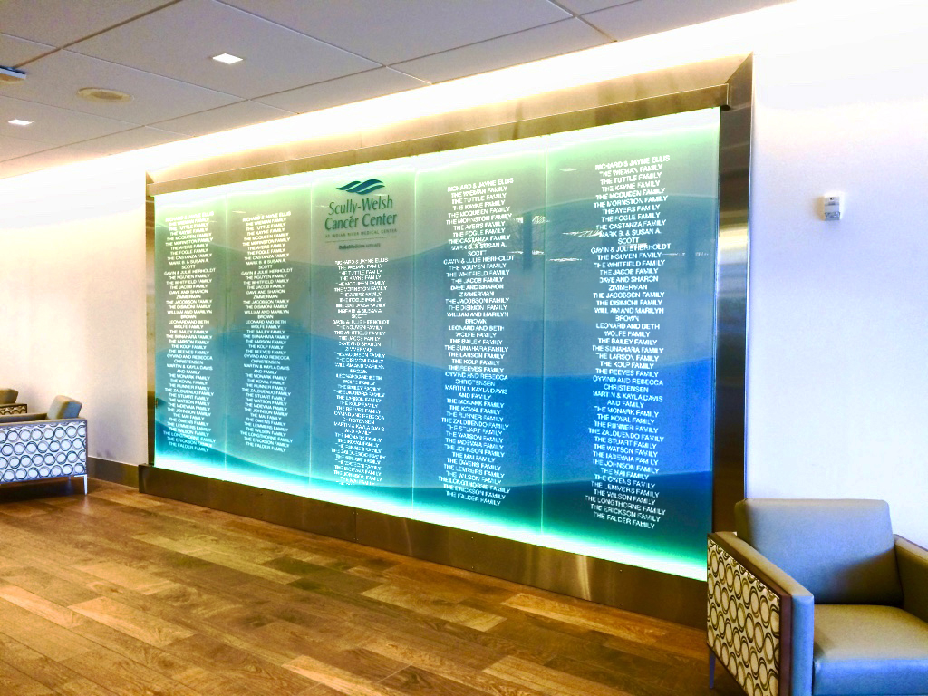Scully Welsch Cancer Center Glass Donor Wall