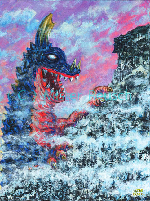 "Kaiju Axron Visits the Old Man of the Mountain, NH, 1973"