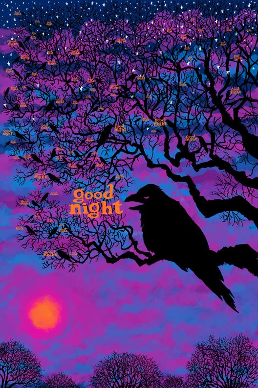 "Good Night" crow print