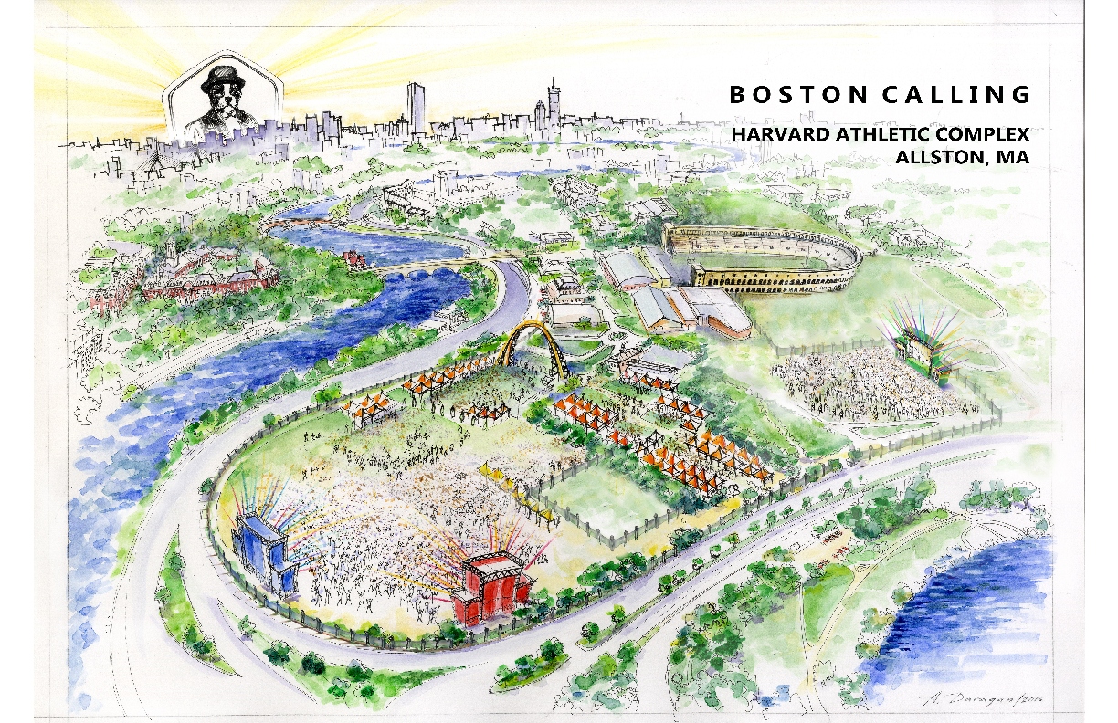Sketch of the festival's new layout at the Harvard Athletic Complex. Created by Alina Daragon