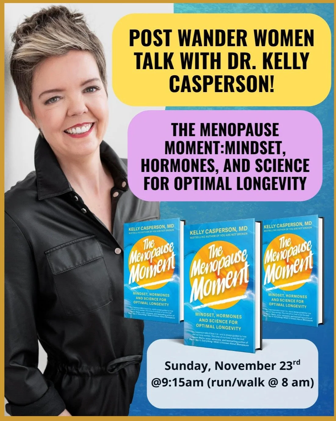Information about an event I am SO excited to help bring together::: 

WAnder Women Post Run Book Club
with Dr. Kelly Casperson!
Sunday, November. 23rd @ 9:15am

Start your morning with an adventure on the trails (8am from the store) then stick aroun