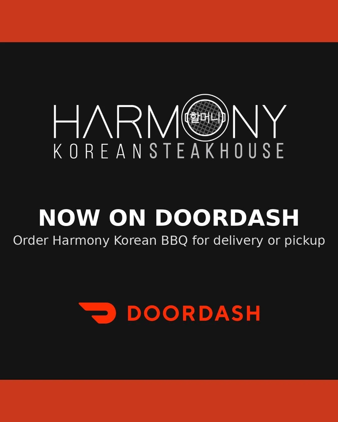 🚨 Big News, Harmony Fans! 🚨

You can now enjoy Harmony Korean Steakhouse delivered straight to your door through the DoorDash! 🔥🥢

Craving Korean BBQ, sizzling meats, and all your favorite banchan but don&rsquo;t feel like leaving the house? No p