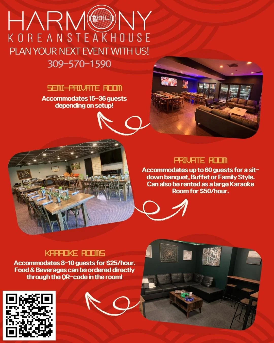 🎤✨ Turn your next gathering into a night to remember at Harmony Korean Steakhouse! ✨🎤

Looking for the perfect spot for your next celebration, team outing, or special event? We&rsquo;ve got you covered with private dining spaces + karaoke rooms tha