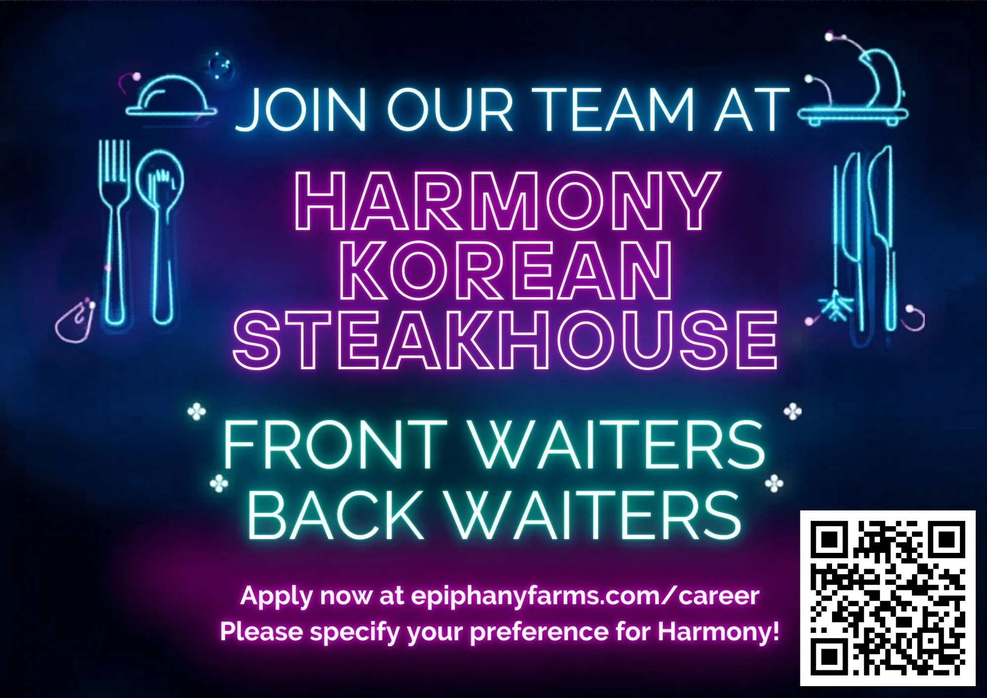 🔥 We&rsquo;re Hiring at Harmony Korean Steakhouse 🔥

Looking for a place that&rsquo;s a little different&mdash;in the best way? Come join the team at Harmony Korean Steakhouse, the only Korean BBQ experience in Bloomington.

We&rsquo;re building a 