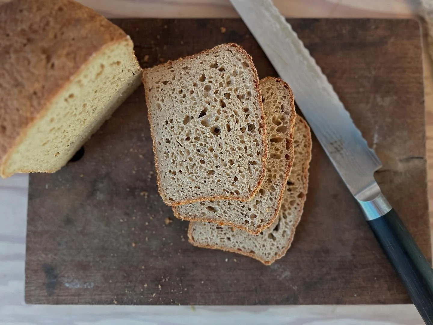 The worlds most delicious gluten free bread @macmcconnells . Millet quinoa sourdough, freshly milled right here in our home 🙏🏼. No gums, no starches, just millet, quinoa, water, salt, and psyllium. #glutenfree #freshmilled #organic #naturallyleaven
