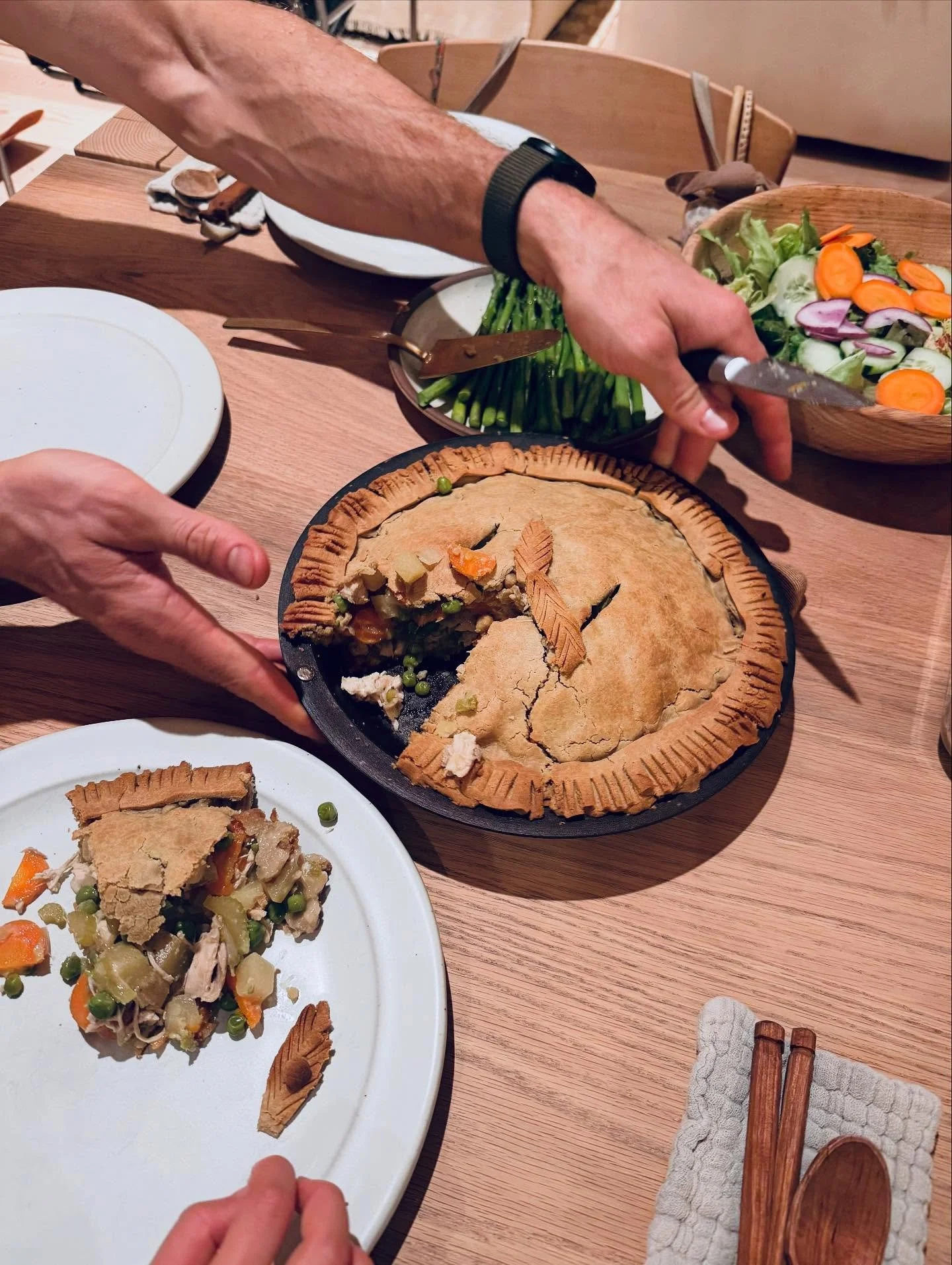 A total nostalgic, comfort food moment - chicken pot pie!!!! Done our way:) I used the tart crust I&rsquo;ve been working on for a long while but made it savory. Fresh milled and sprouted millet, quinoa, and brown rice. Stuffed to the brim with shred