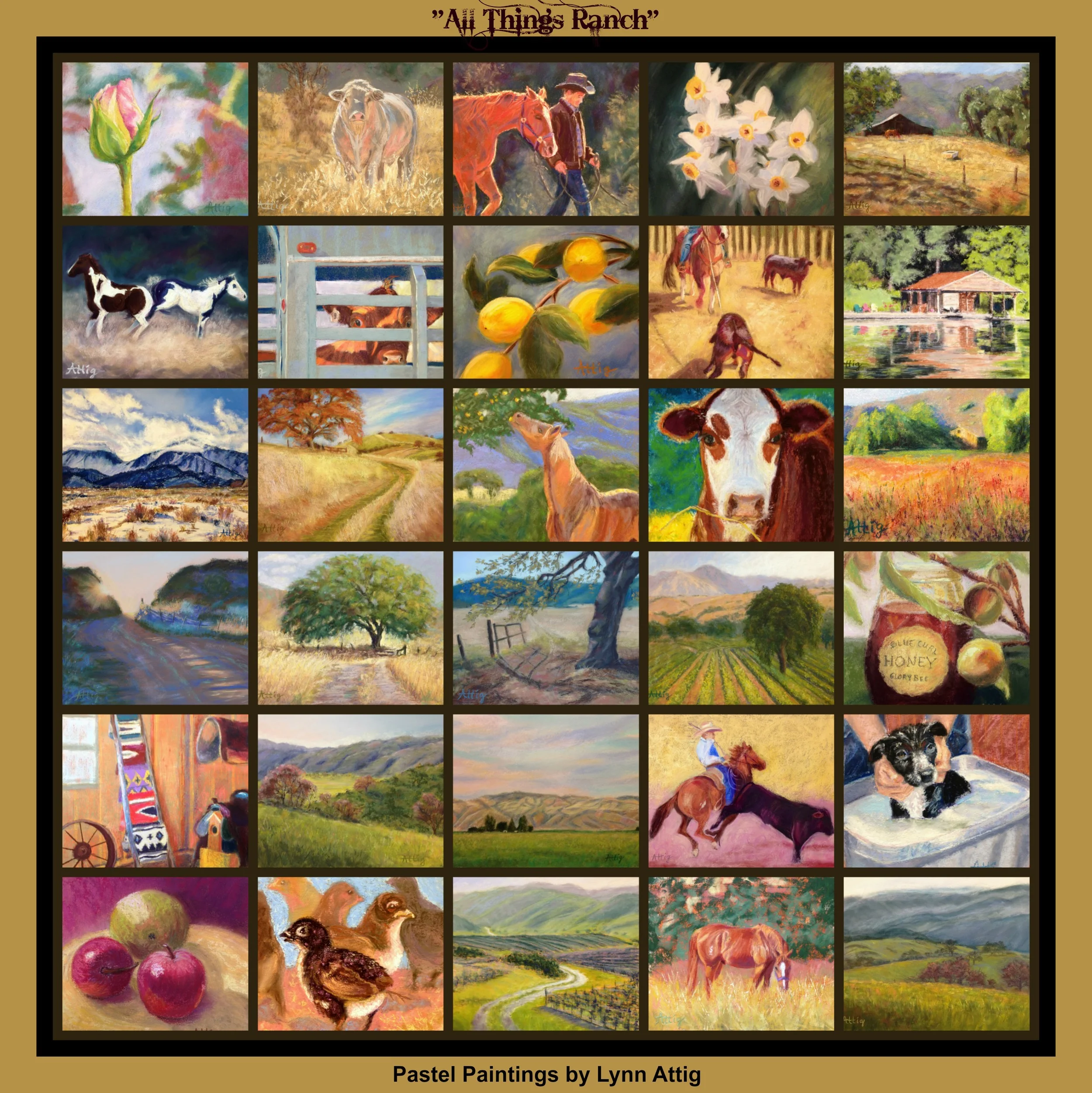 Final Collage of all paintings completed during the Leslie Saeta "30 in 30 Challenge" during the month of September, 2013.