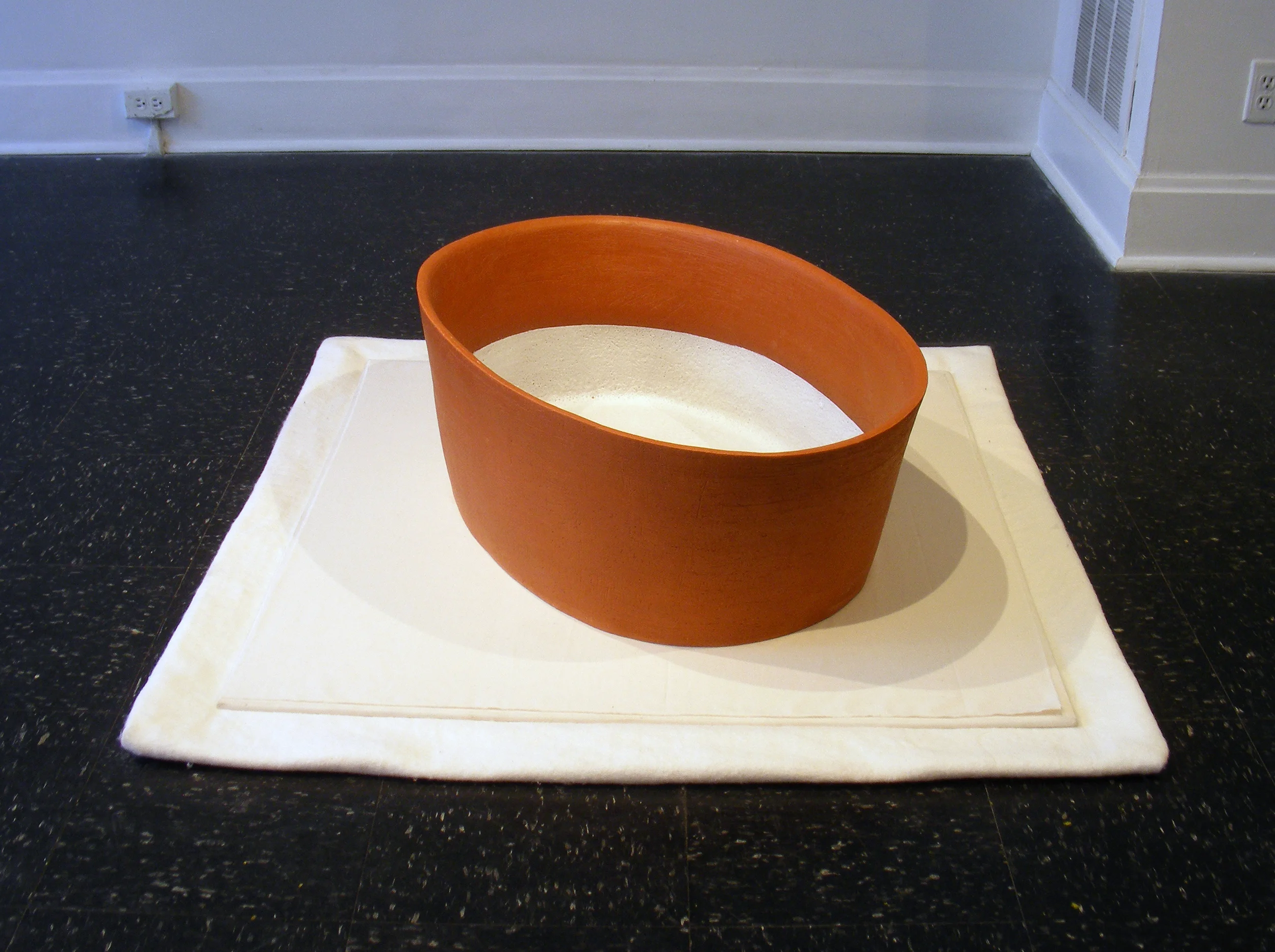 Basin 2016 terracotta, ceramic glaze. cotton batting, muslin