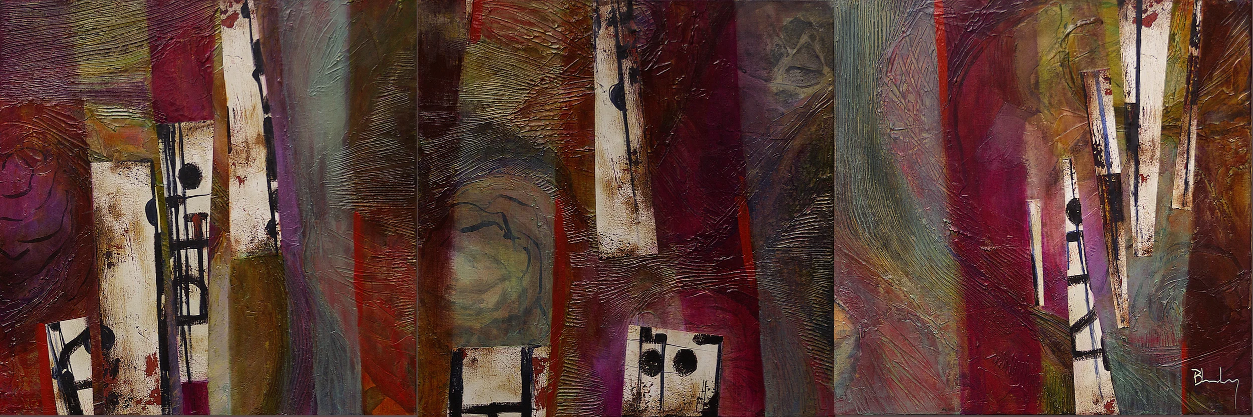 Birch Graffiti Triptych