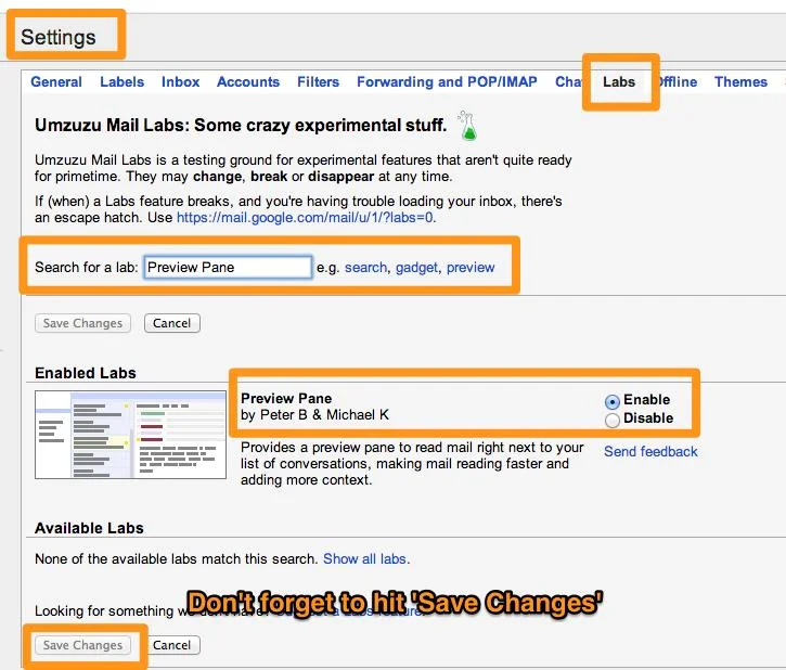 Go to Settings > Labs and Search for 'Preview Pane, enable the Lab and save your changes