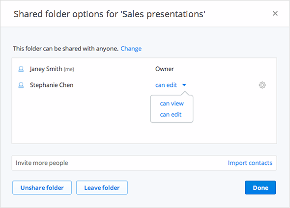 A look at the new 'can view' sharing options. 
