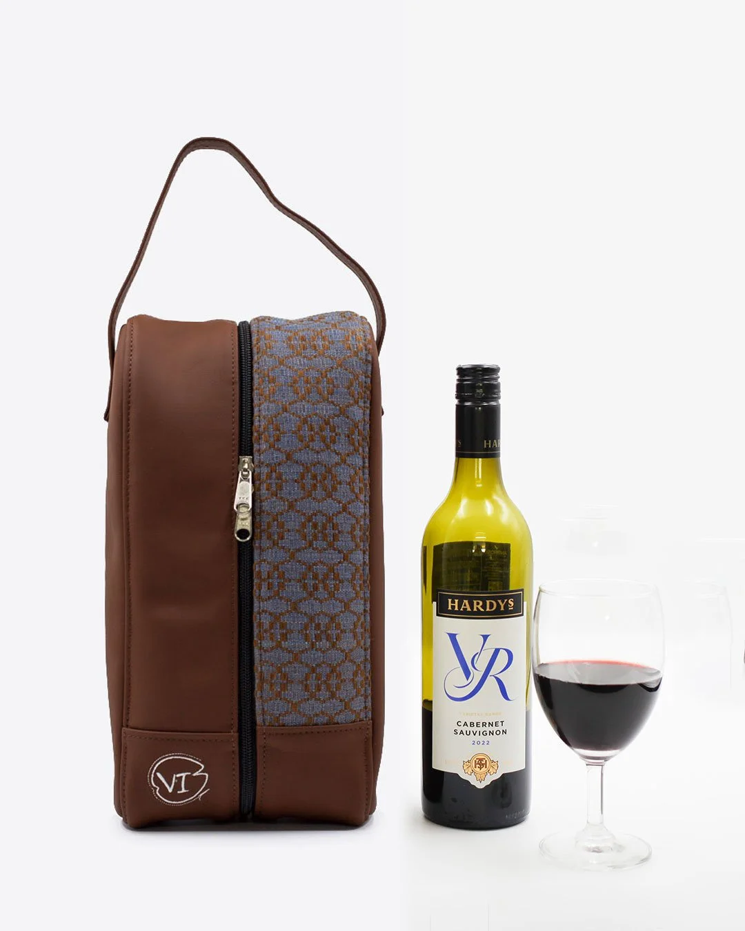 VI WINE BAG CRYSTAL IN BROWN COW HIDE LEATHER