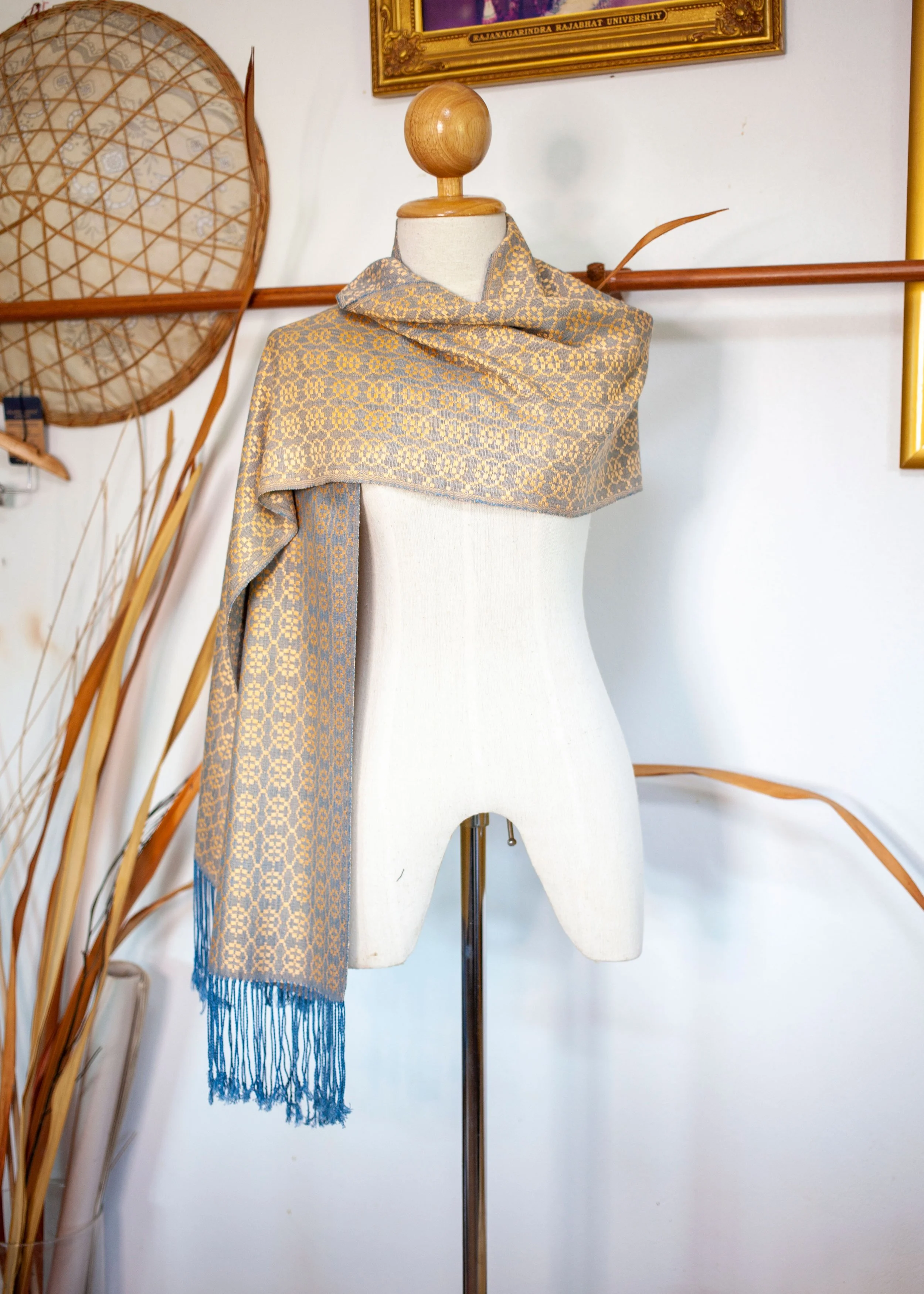 VI Scarf Crystal in Indigo and Annatto seed