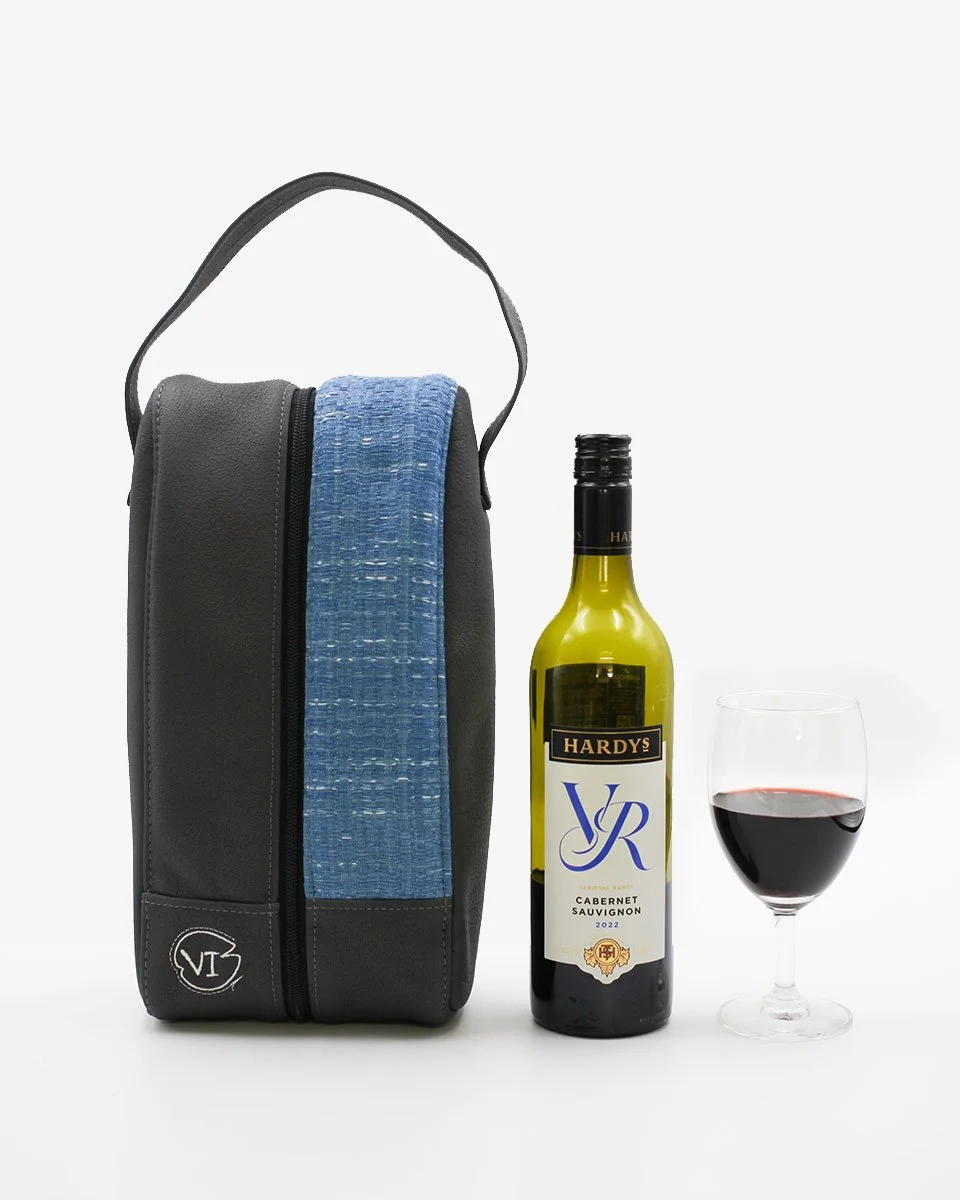 VI WINE BAG RAINDROP IN DARK GREY BUFFALO LEATHER