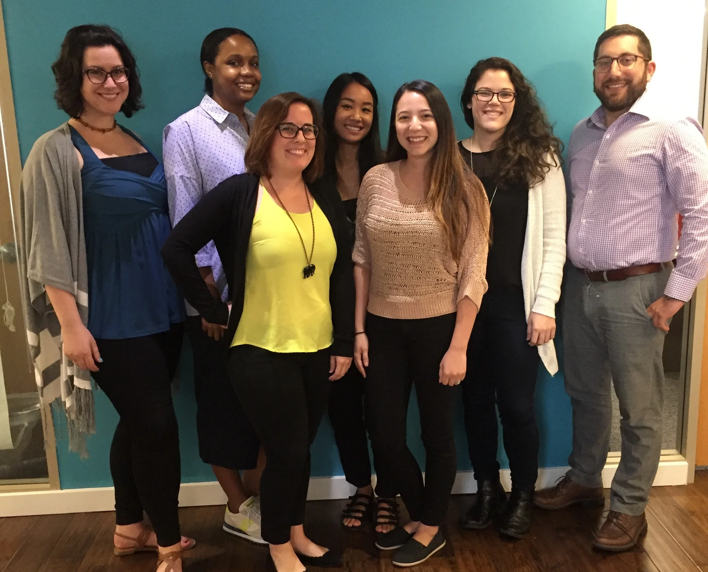 L-R Caitlin Collins, Shara Neita, Whitney Sanchez, Marissa Kam, Stephanie Marantz, Melissa Cisco, Kevin Richer