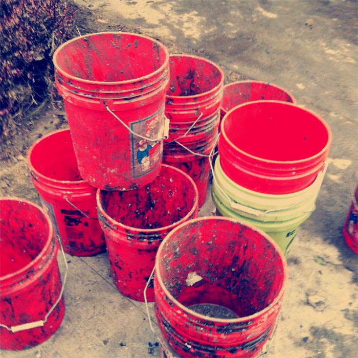 Bucket assembly line to basements.