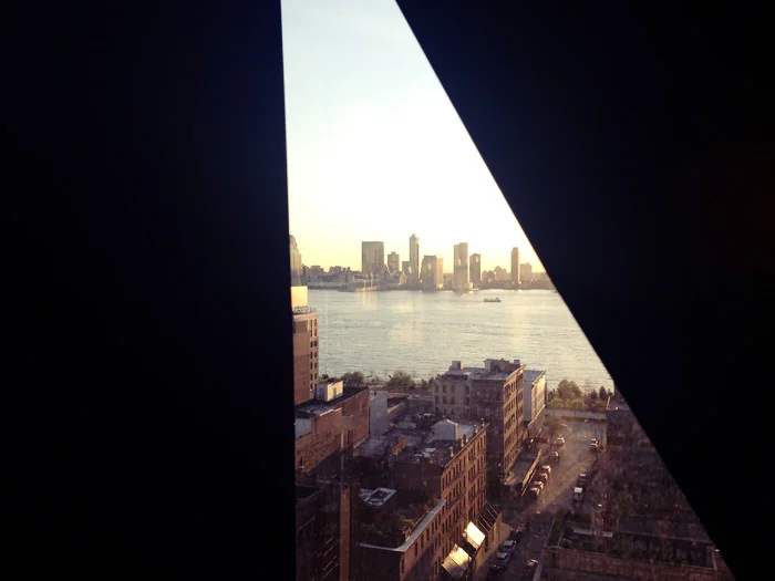 A cityscape nestled in the crease of a character.
