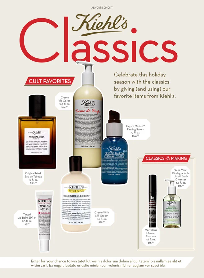 Kiehl’s Advertorial Comp for Lucky Magazine
