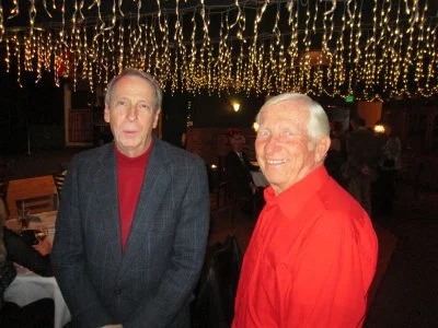 Jay our club president, looking sharp in a red turtleneck, explains to Lou the Treasurers job for 2014.