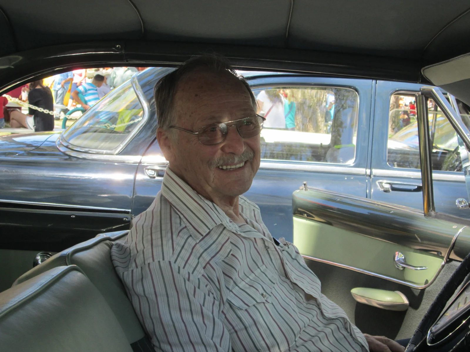 Bob listens to the NASCAR races during the State Fair.