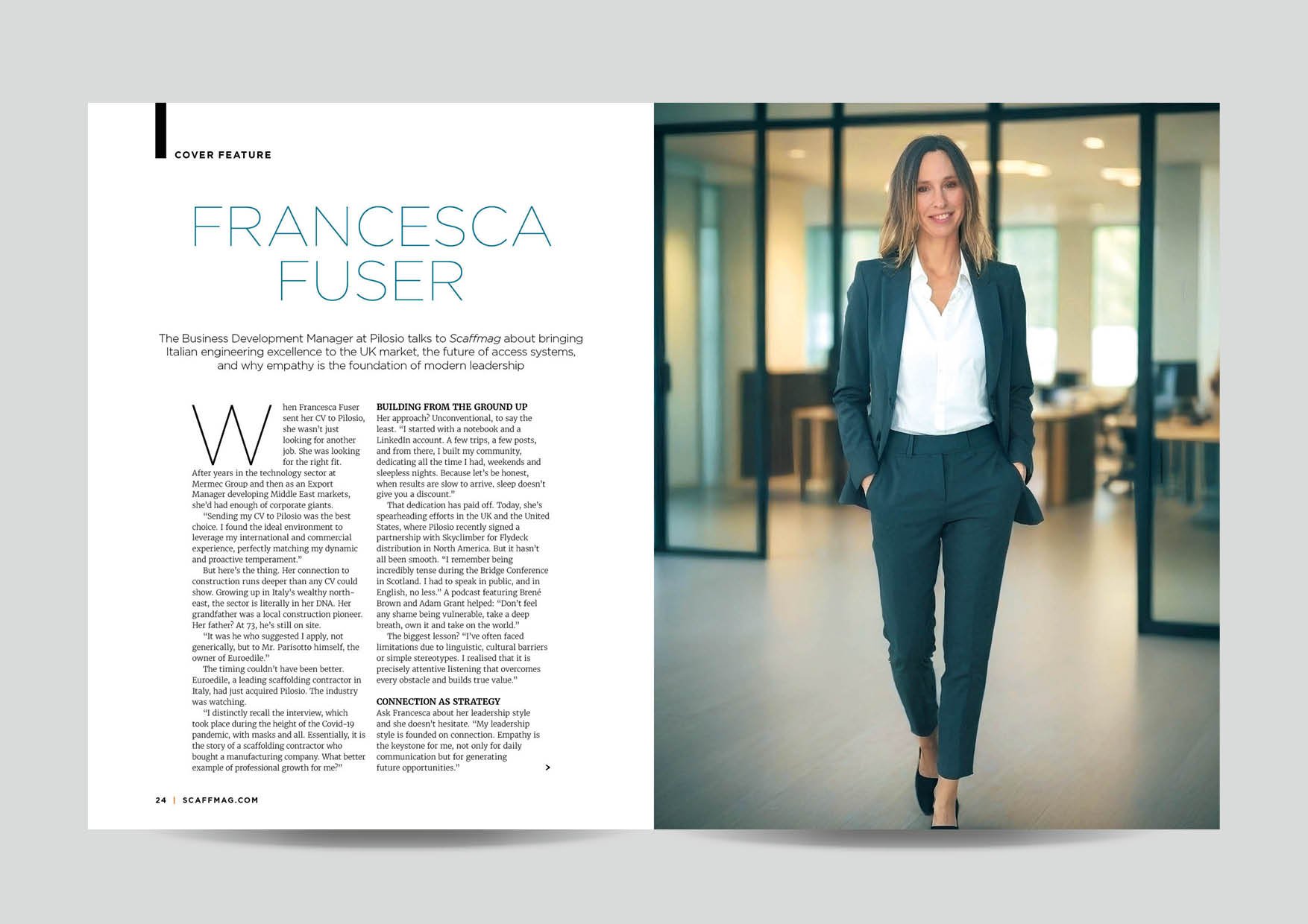 Editorial design for the trade magazine Scaffmag for scaffolders and construction workers