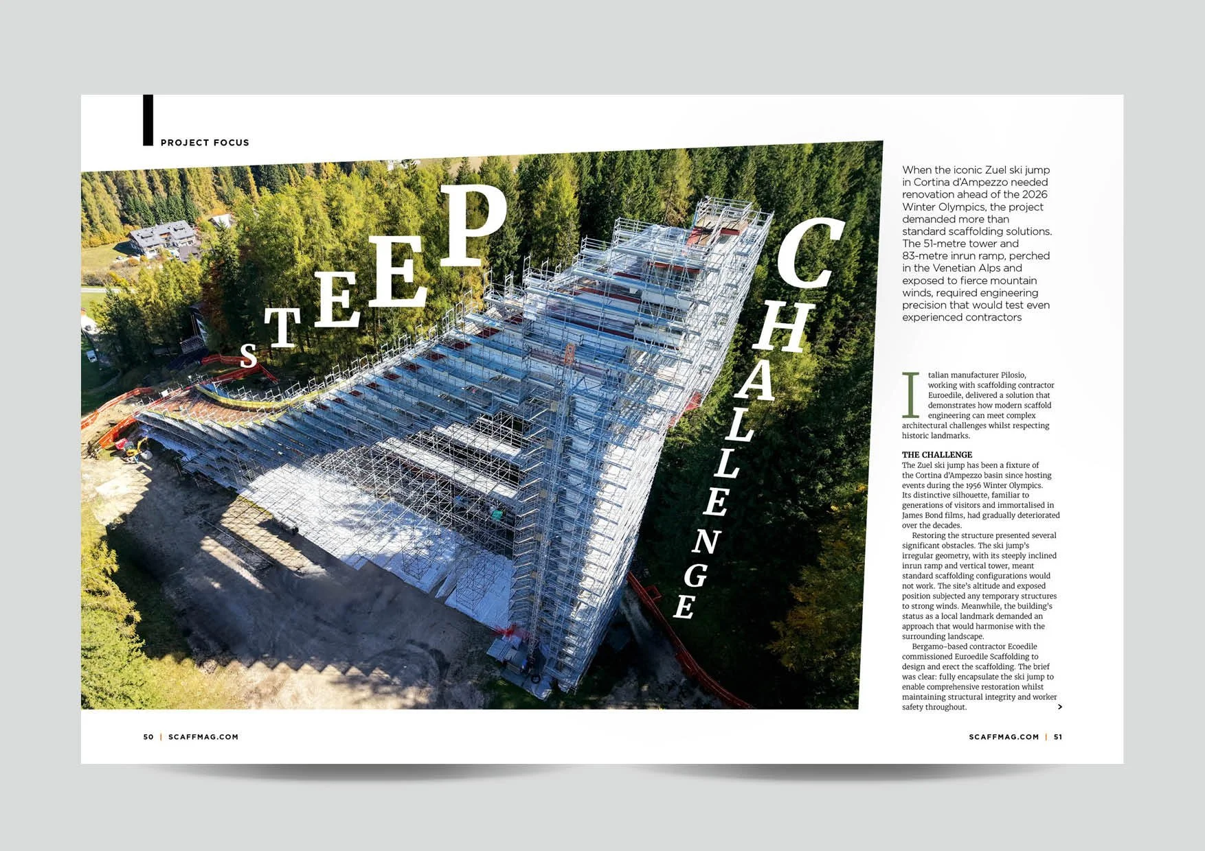 Editorial design for the trade magazine Scaffmag for scaffolders and construction workers
