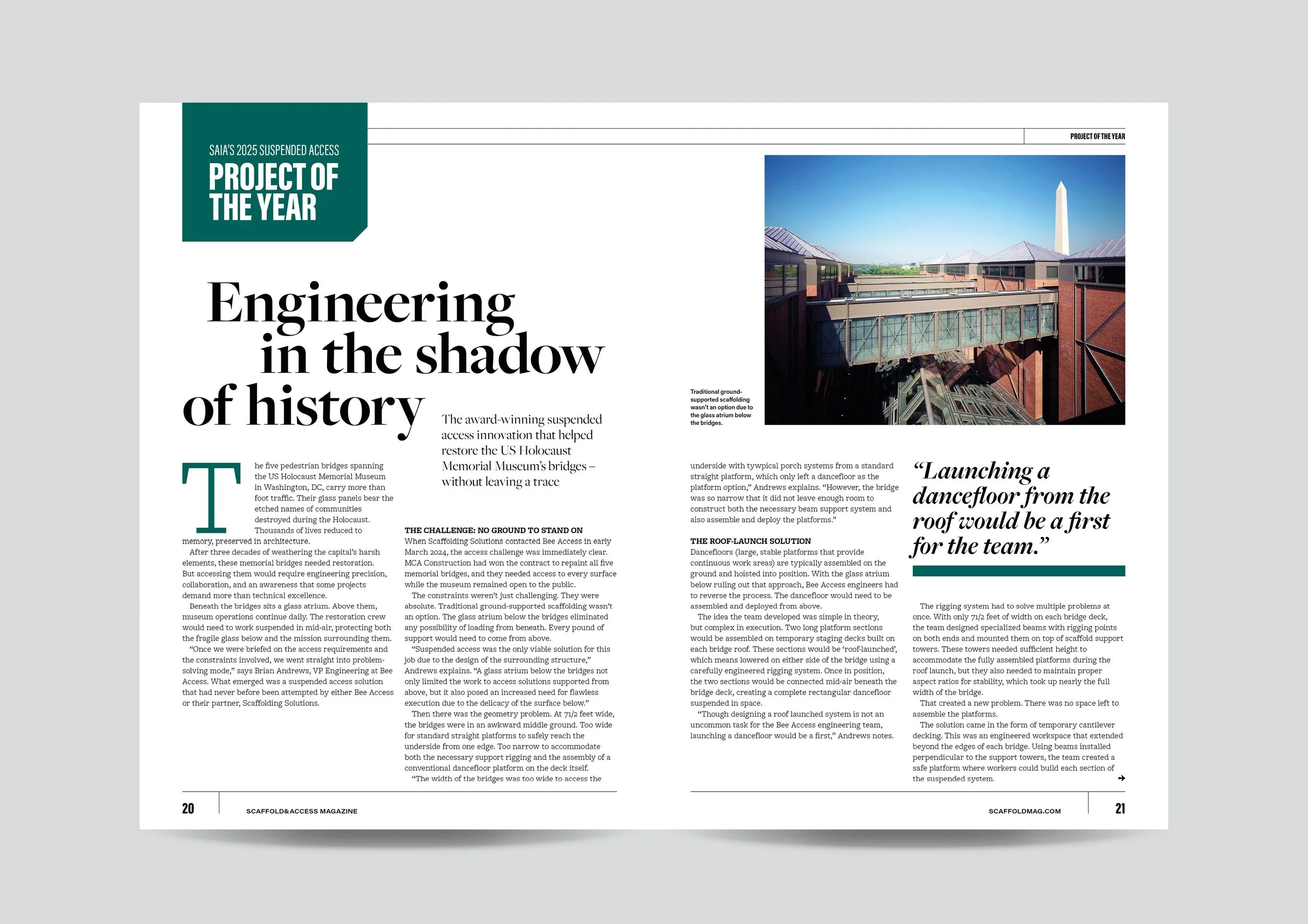 Editorial design for the trade magazine SAIA for scaffolders and construction workers in the US