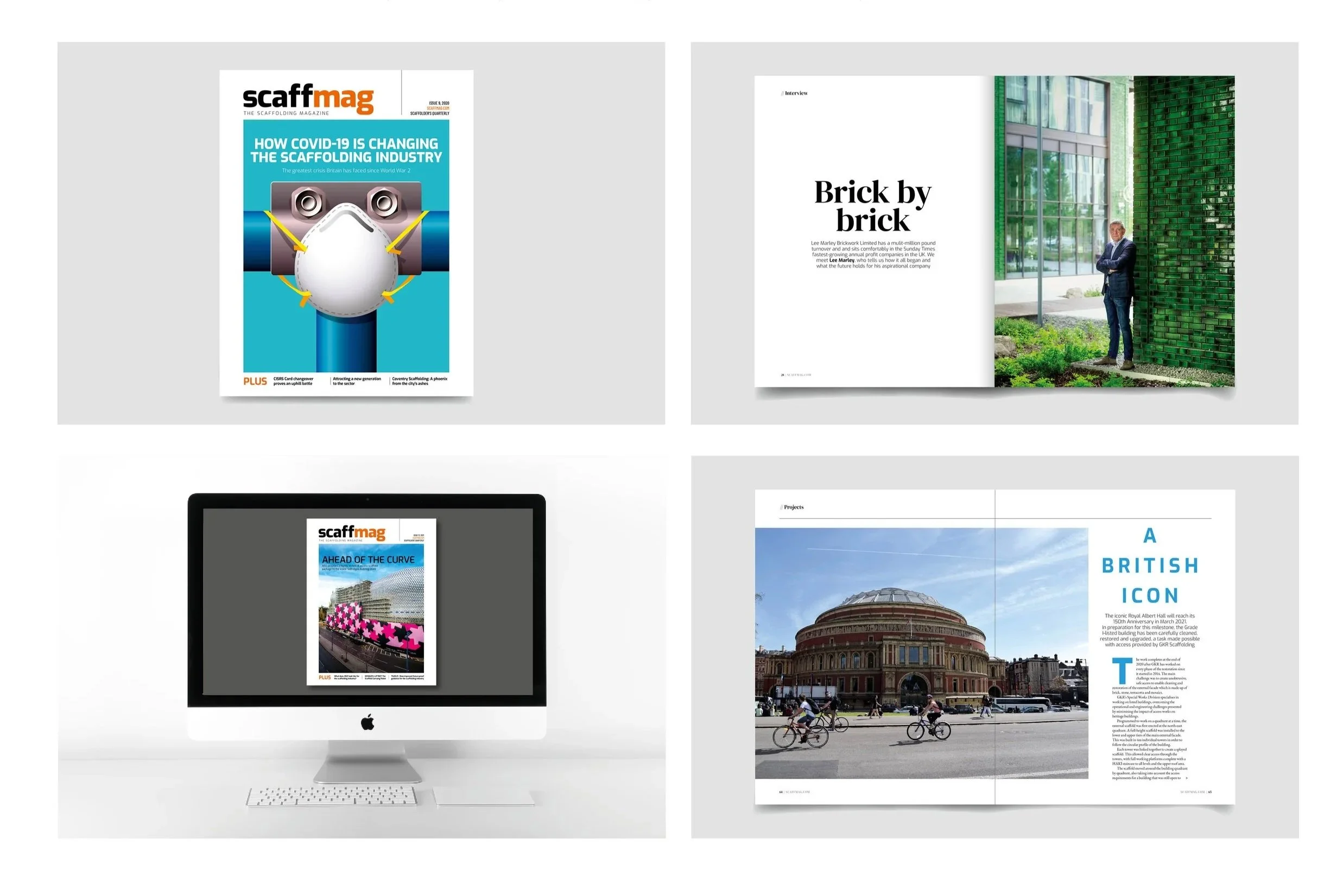 Editorial design for the trade magazine Scaffmag for scaffolders and construction workers