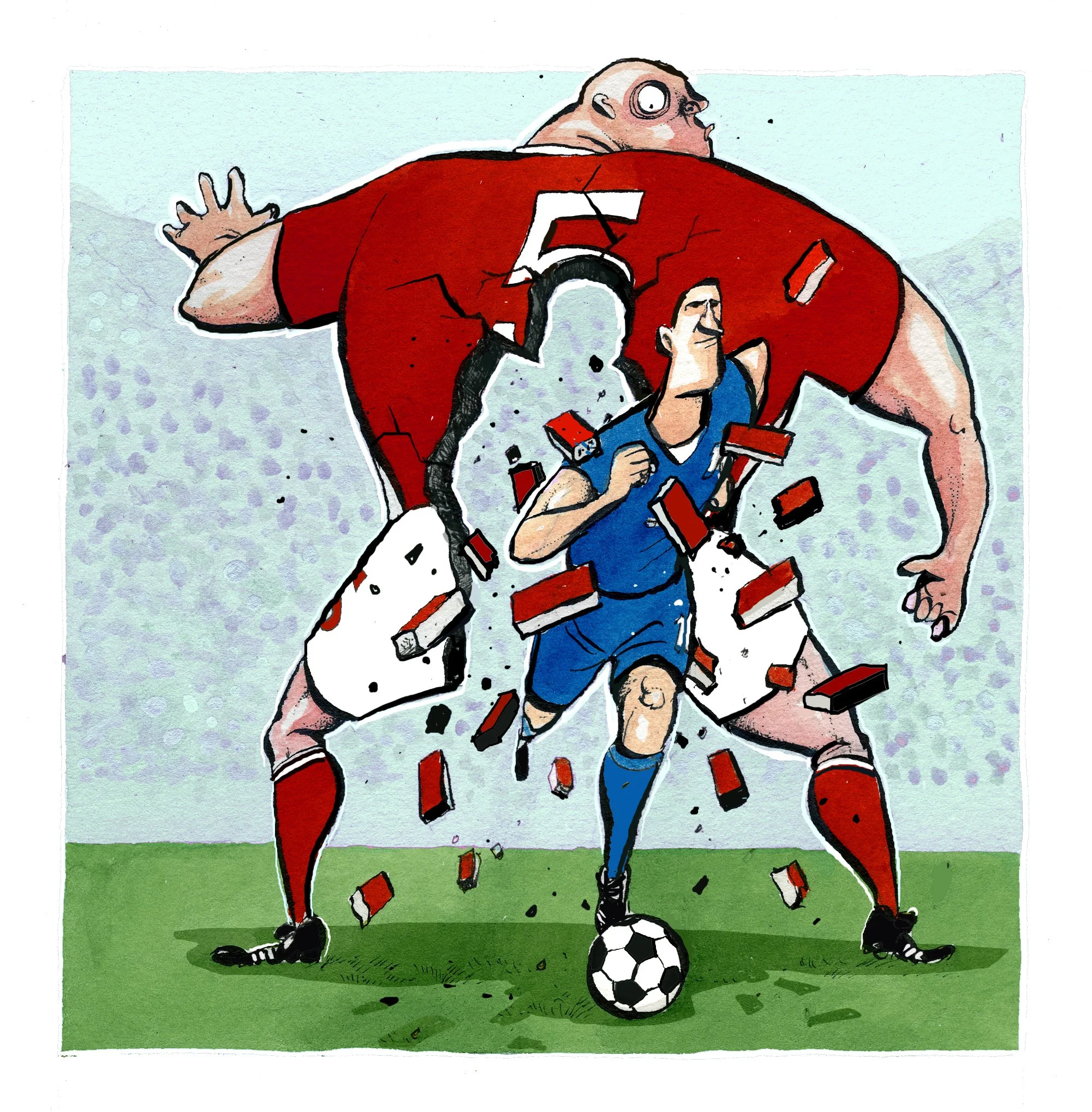 Football ilustration for the Professional Footballers Association magazine