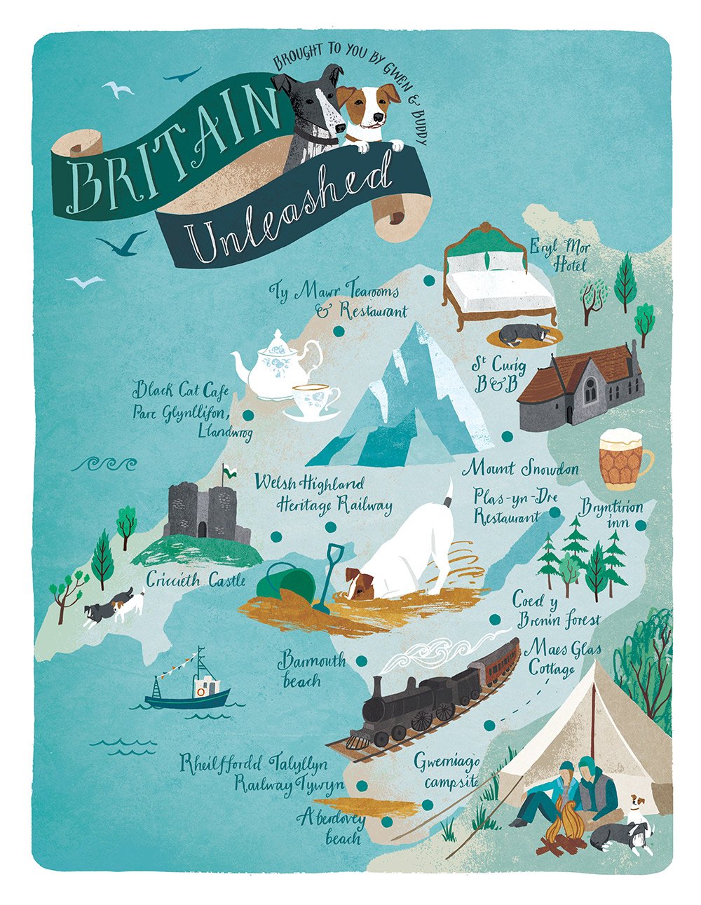 All illustrated map of the UK