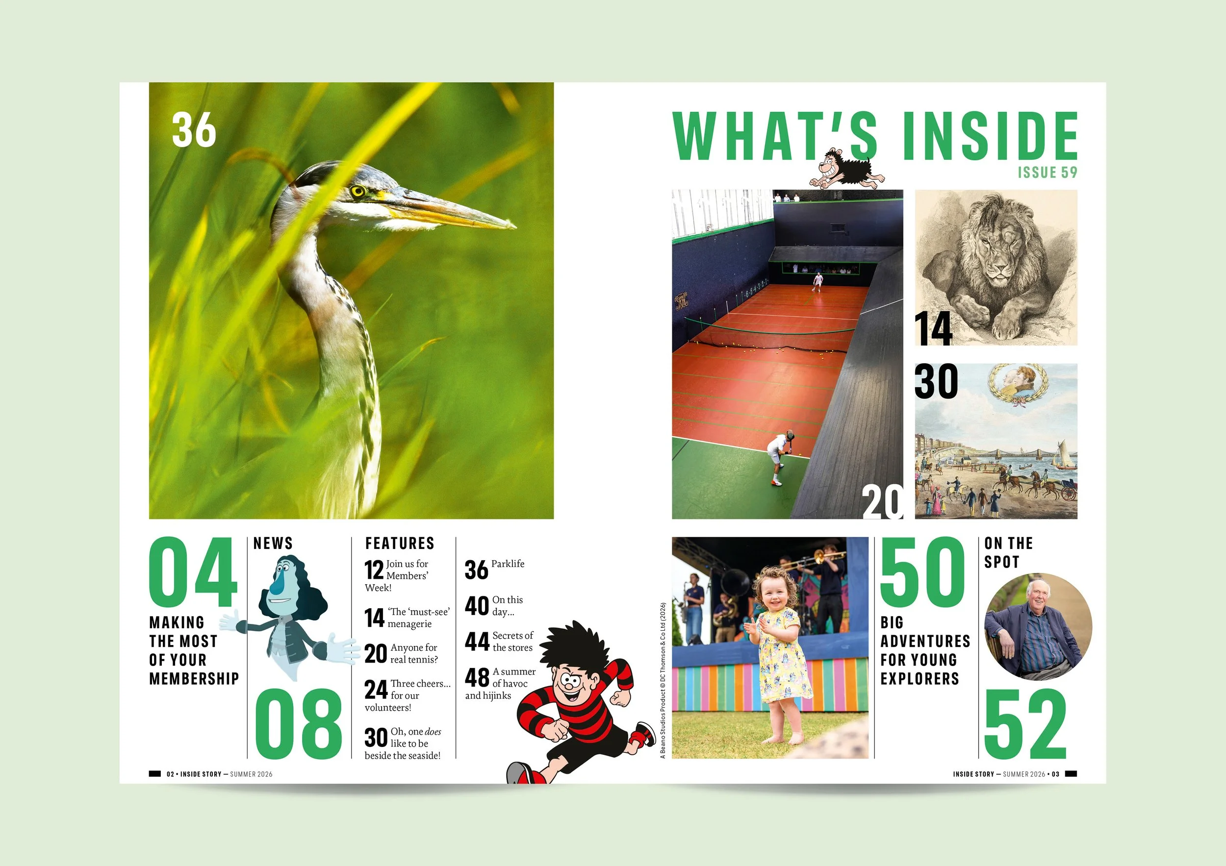 Inside Story magazine contents pages for the Historic Royal Palaces