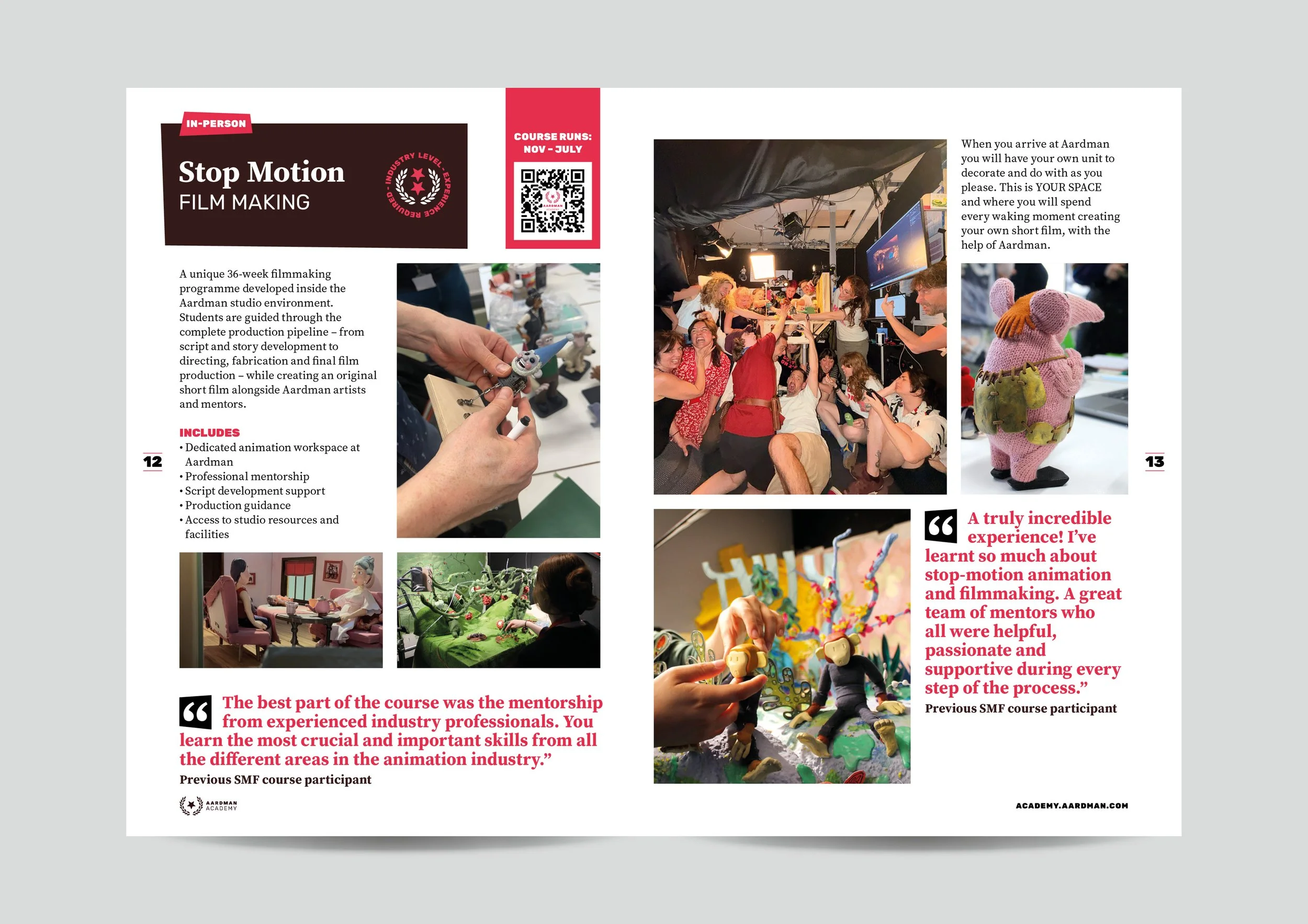 Aardman Academy Prospectus inside pages