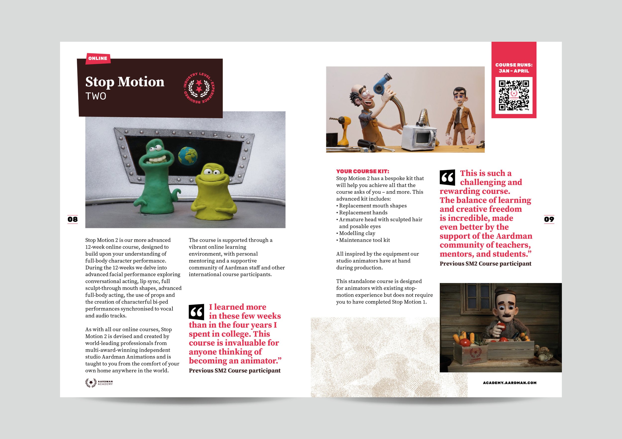 Aardman Academy Prospectus inside pages