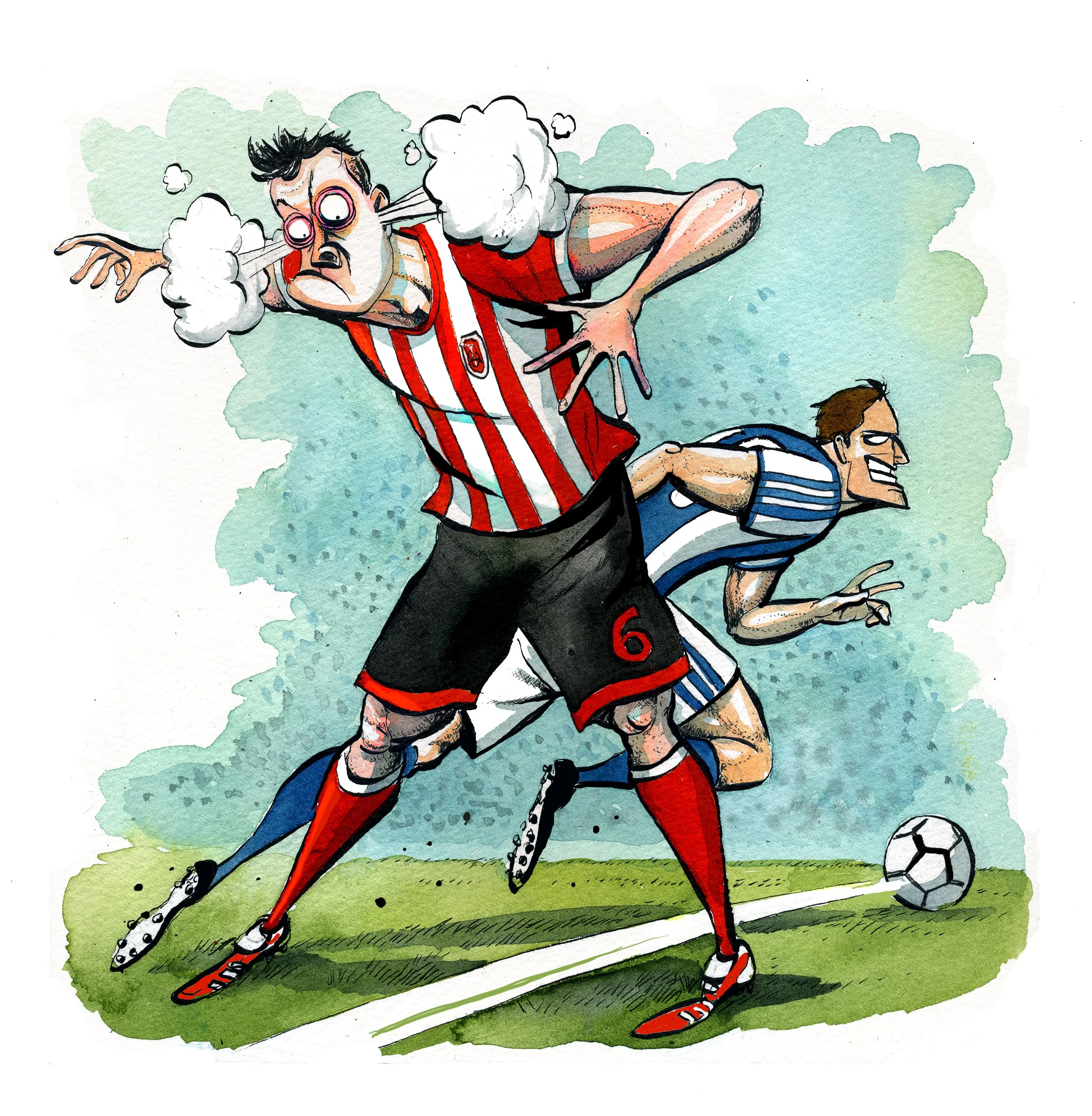 Football ilustration for the Professional Footballers Association magazine