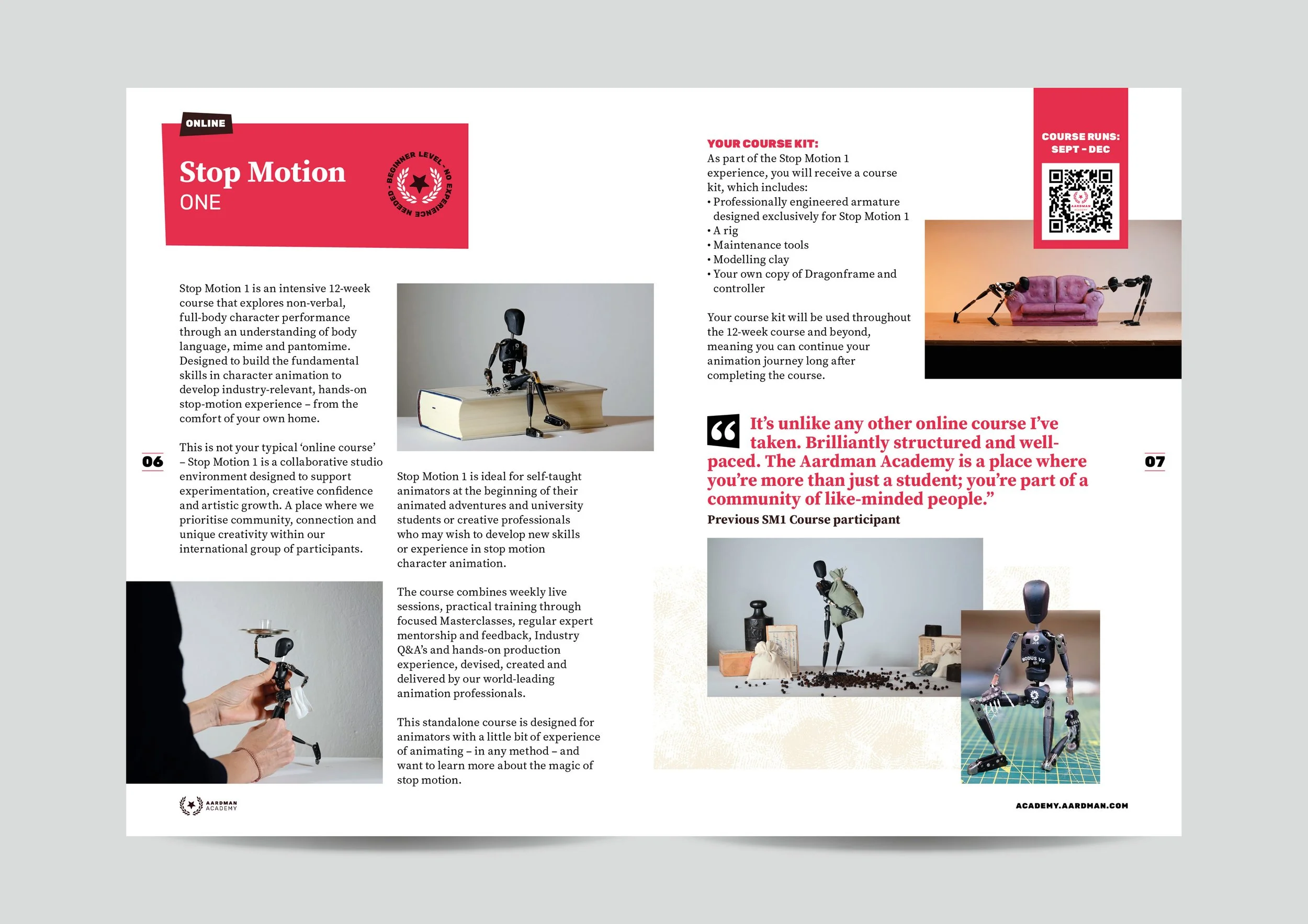 Aardman Academy Prospectus inside pages