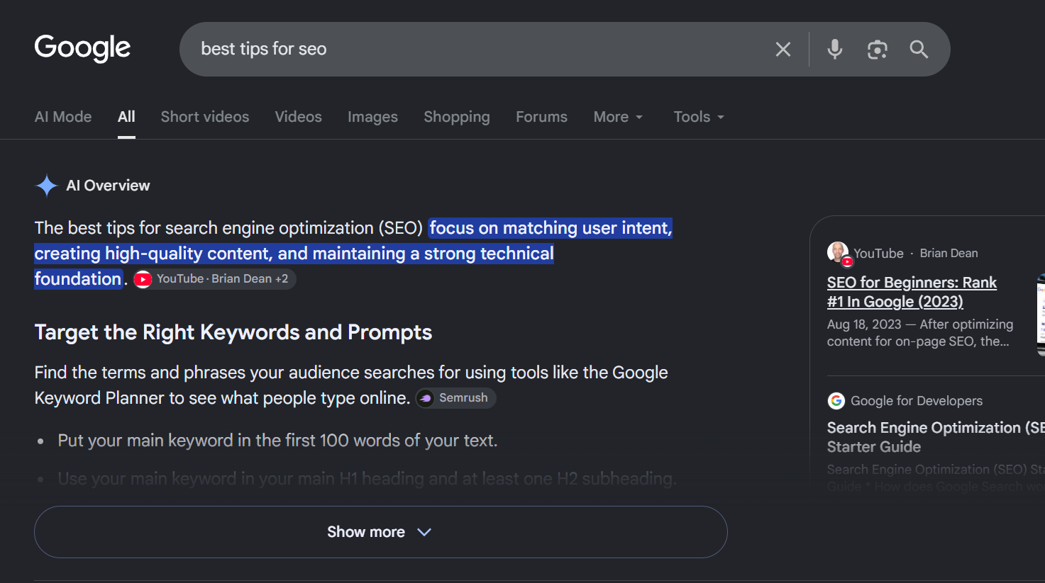 a screenshot of a google ai overview to show what it looks like