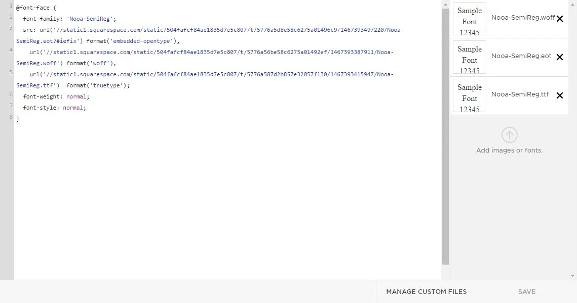 Adding custom fonts to Squarespace: Custom CSS