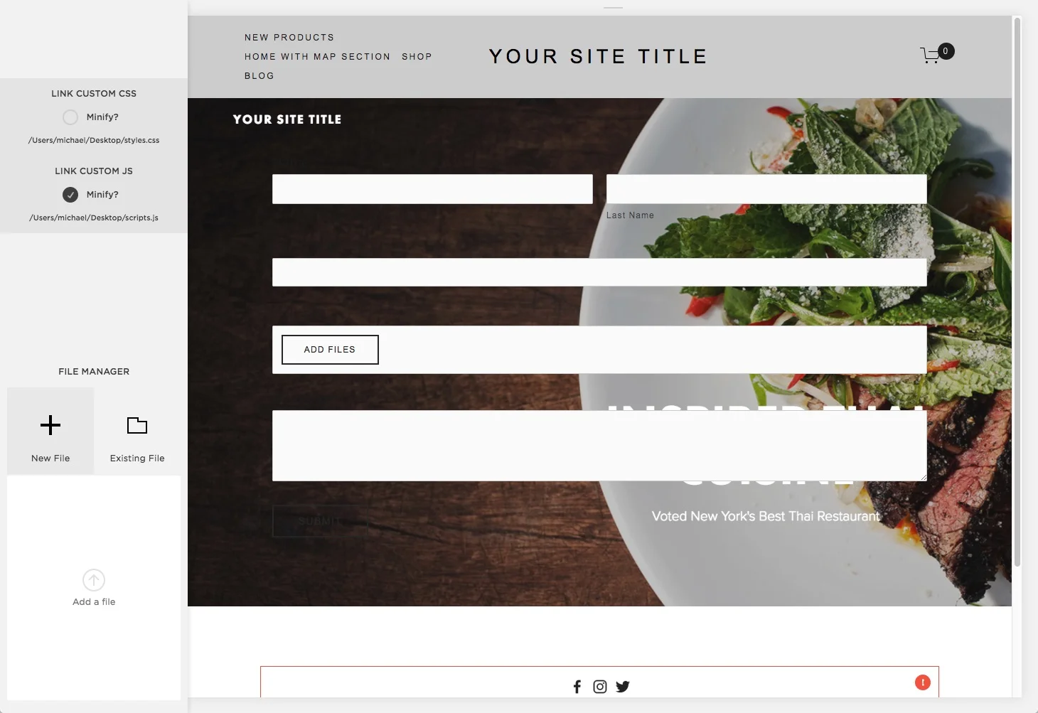 Squarespace Code Connector - Main Panel