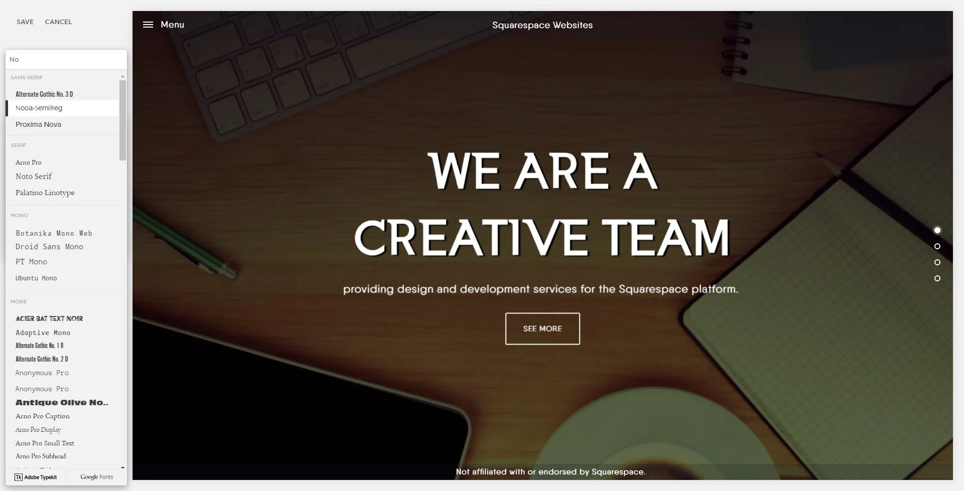 Adding custom fonts to Squarespace: Using custom font