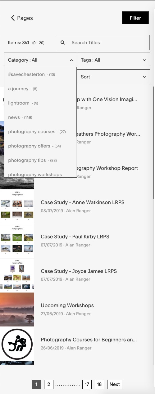 Filter in collections lists - easy way for fast navigating/editing