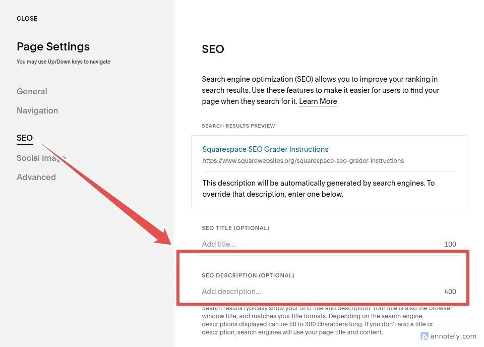 Squarespace SEO Description