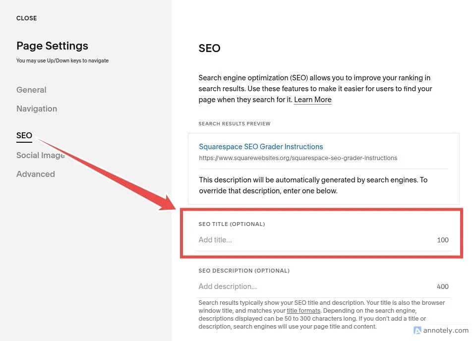 Squarespace SEO Title