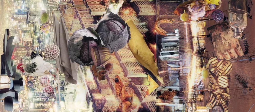 A Bit Less Dark   Collage, 6-11/16" x 15-3/16", 2014