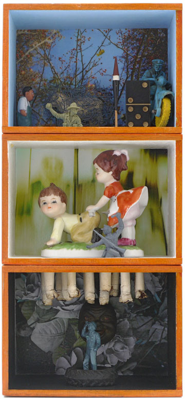Contemplate | Recover | Ridicule Giclee prints, mixed media and found objects 13-7/8" x 6-1/8" x 4-3/16", 2014