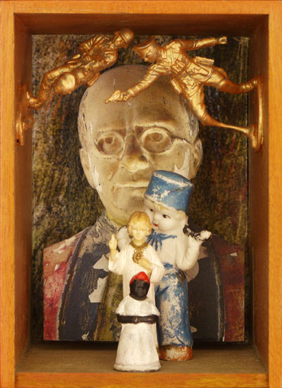 Pope Cigar Box Giclee prints, mixed media and found objects 6-1/8" x 4-3/8" x 4-3/16", 2013
