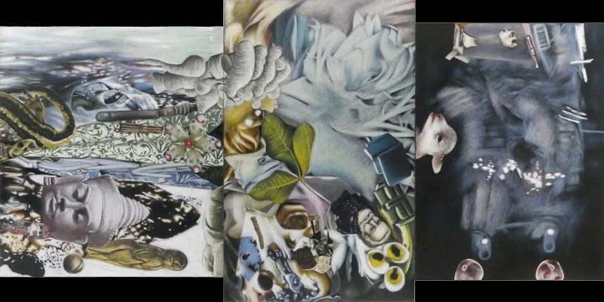 Step by Step Into the Dim World   Colored pencil and oil pastel on board, 17-1/8" x 34-5/8", 2018-2019